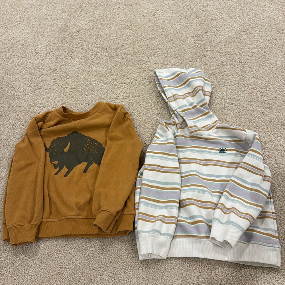 Two size 5 organic sweatshirts